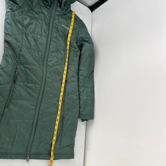 Columbia Omni-Heat Women Size Small Green Mighty Lite Hooded Puffer Jacket - Picture 2 of 11